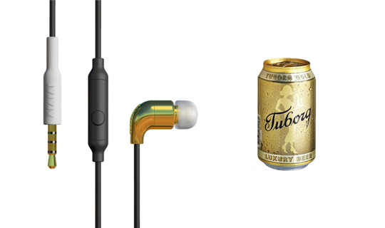 pipe earphone gold