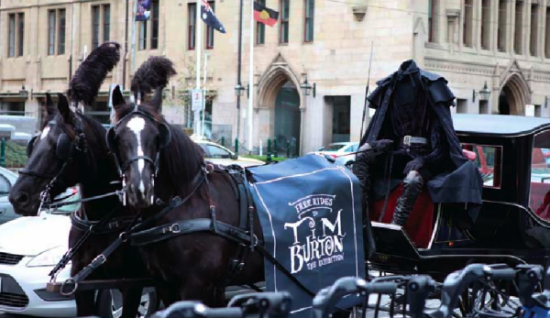 melbourne-headless-horse-man-tim-burton-acmi-exhibition-exposition-ambient-marketing-PR-Stunt-free-ride-3-600x347