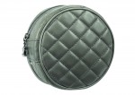 Grey quilted leather clutch bag_Pochette matelass+®e grise en cuir