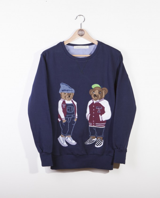 College T.B. navy embroidered sweatshirt