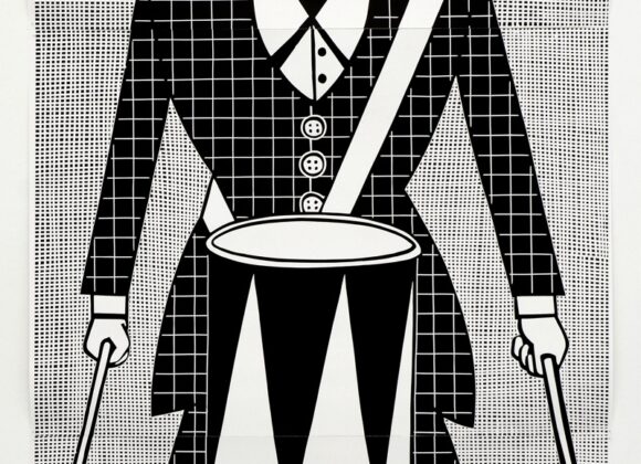 Christoph Ruckhäberle, Spazio Punch Venezia Christoph Ruckhäberle, Untitled (Trommler), 2007, Linocut, 290x130cm