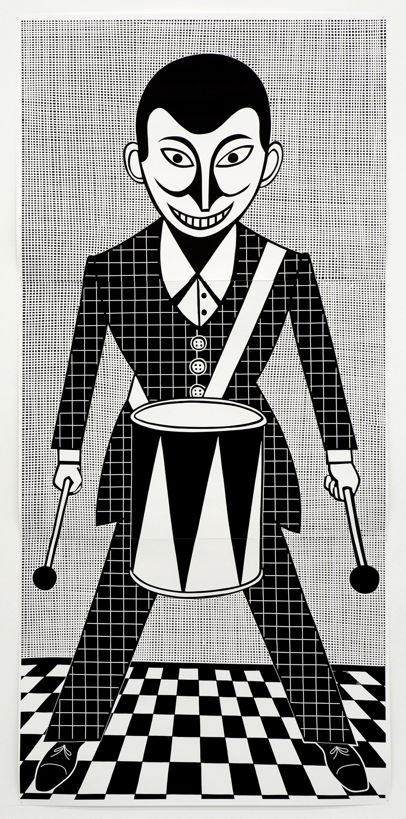 Christoph Ruckhäberle, Untitled (Trommler), 2007, Linocut, 290x130cm