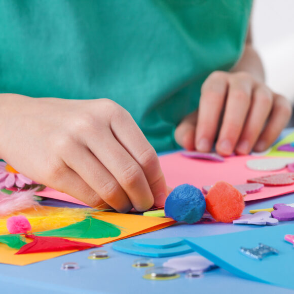 Little boy making crafts
