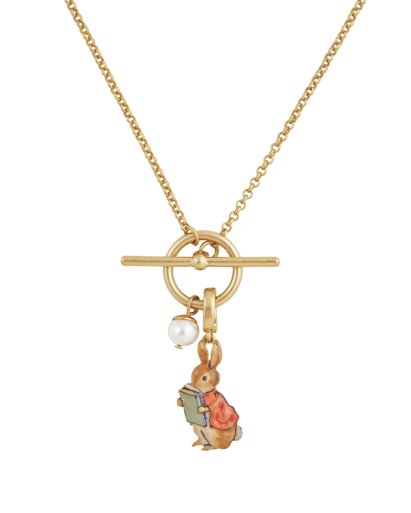 Fable Cotton-tail with Book Charm Necklace Toggle Necklace