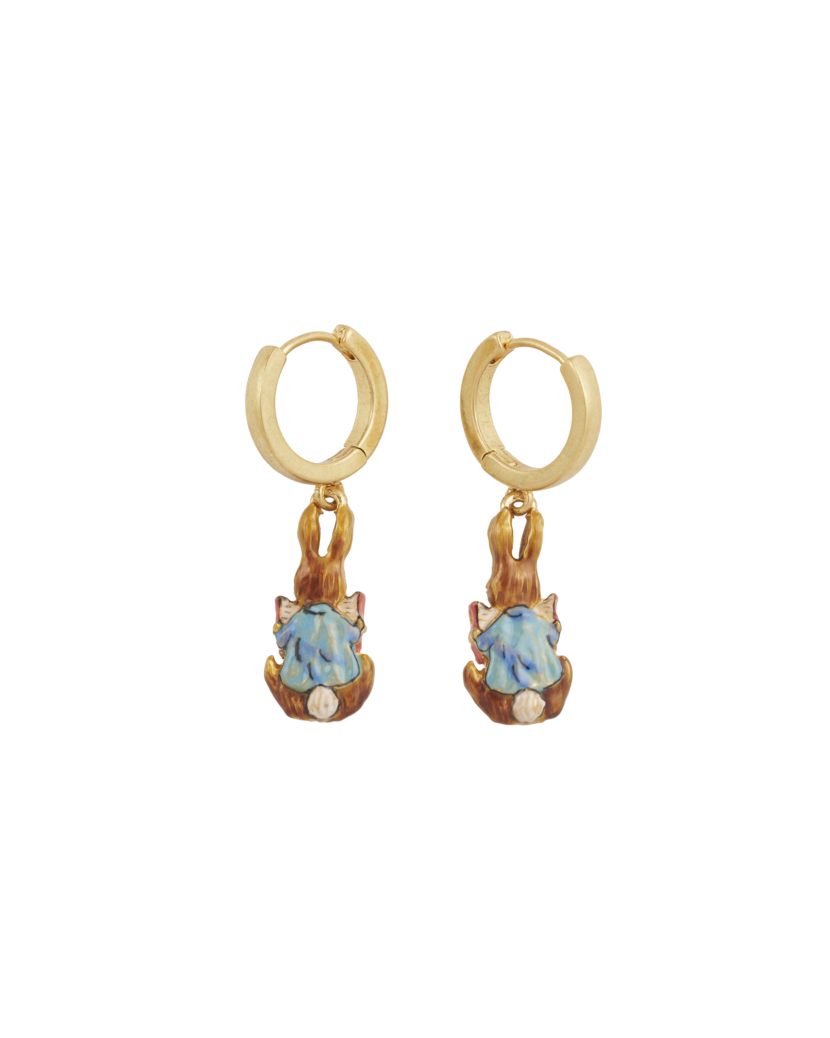 Fable Peter Rabbit Reading Charm Huggie Earrings