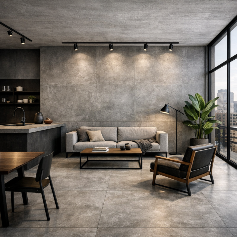 Grandi lastre in gres effetto cemento: lo stile industrial per una casa moderna e minimalista c6674852-7ad9-4bd3-9d4a-c970c1d404f4